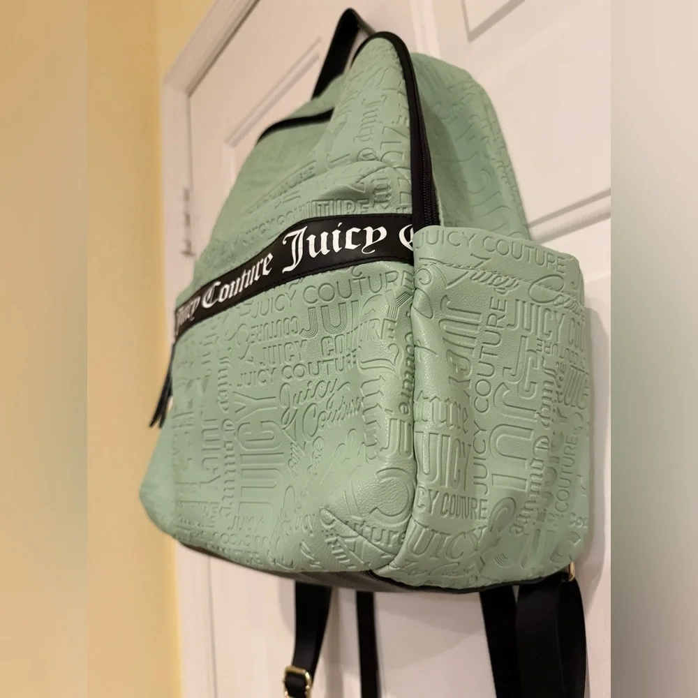 Juicy Couture Sage Green Embossed Logo Backpack NWOT Y2K Style